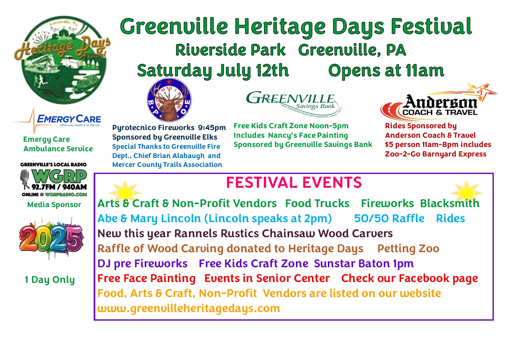 The Greenville Heritage Days Festival Returns to Mercer County for The 18th Year