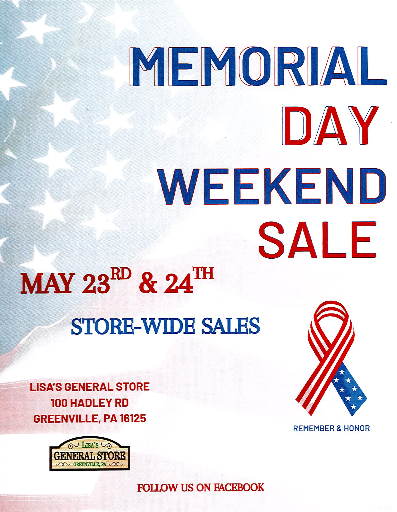 Memorial Day Weekend Sale