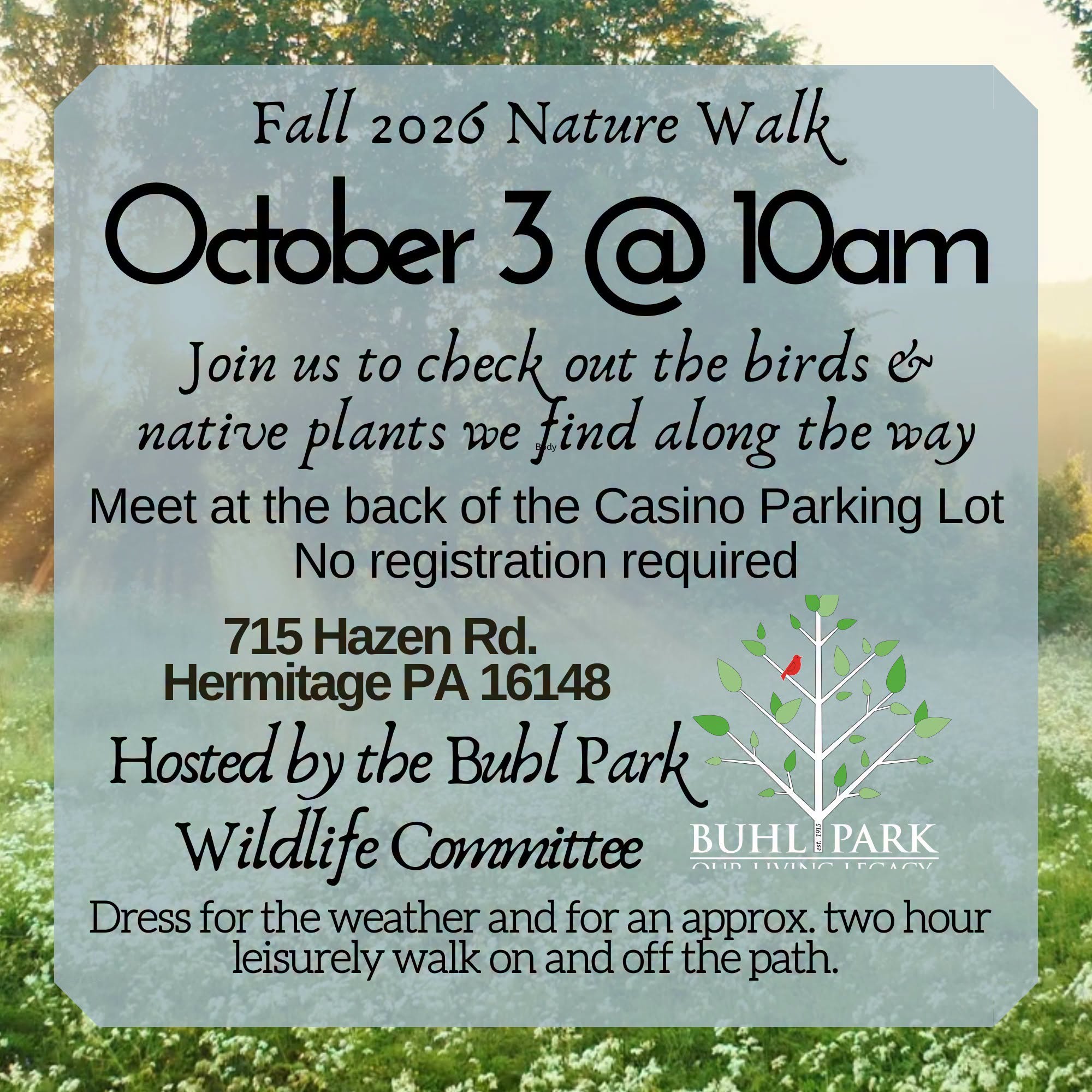 Fall 2026 Nature Walk