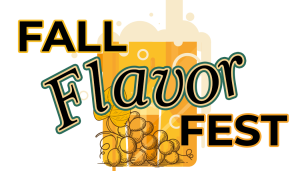 Promotional banner for Fall Flavor Fest featuring a frothy beer mug and grape cluster in autumn colors.